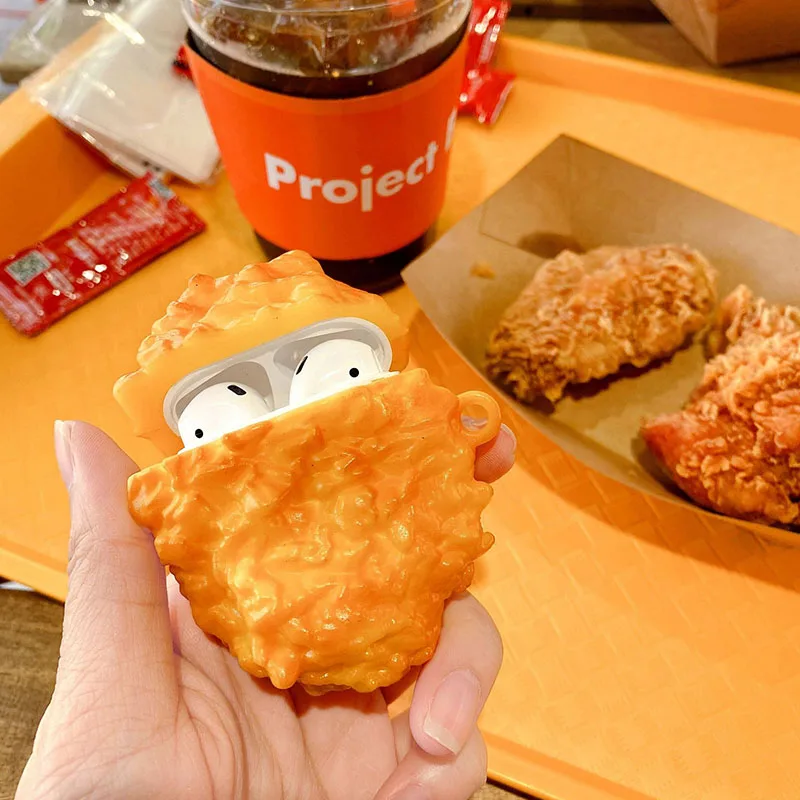 Amuzant Creative Simulată Fried Chicken Nuggets cu Cască Bluetooth pentru a Acoperi Airpods 1 2 Pro Silicon Airpods Caz