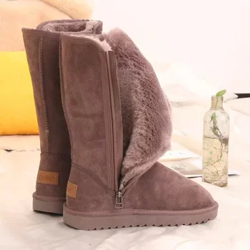 Femei din Piele de Cald Cizme de Zapada 2023 Iarna Designer de Pluș Pufos Anti-rece Cizme cu Fermoar Plus Dimensiune 42 Pantofi Platforma Mujer