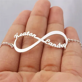 Personalizat Möbius Numele De Ring Brățară Pentru Femei Barbati Câteva Bijuterii Din Oțel Inoxidabil Semn De Infinit Brățară Dragoste Lanț De Mână Prieten Cadou