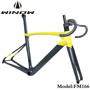 Winowsports Carbon Drum Cadru Complet Ascunse Cabluri BB86 700x28C Plat Monta Disc de Frână pentru Biciclete Frameset 142x12 Thru Axle-Cadru